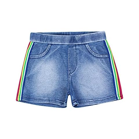 L&K-II Mädchen Jeansshorts Kinder Jeanshose Regular Fit Baumwolle Sommer Shorts Elastische Taille 4504 122/128 Cover