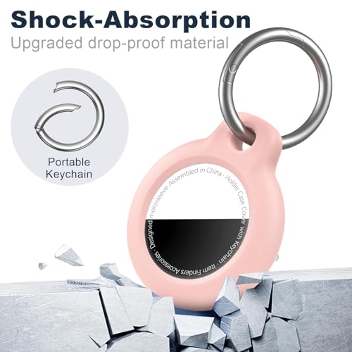 Image of MOLOSLEEVE [4 Pack] Case for AirTag 2nd Gen (2026) & 1st Gen, Shockproof Holder with Keychain, Anti-Scratch Protective Cover for Air Tags, GPS Tracker Accessories for Keys, Black /White /Pink /Light Blue