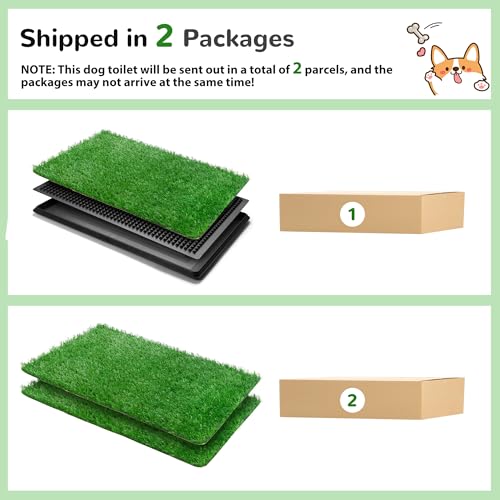 Image of Generic 30 inch x 20 inch Dog Grass Pad with Tray, 3-Piece Washable Artificial Grass Pee Pad for Dogs, Large Indoor /Outdoor Pet Toilet