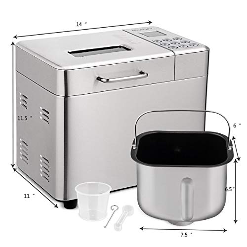 Automatic Bread Machine with 15 Programs, BestComfort 2L Programmable Gluten Free Bread Maker, 15 Hours Delay Timer, 1 Hour Keep Warm - Thumbnail 5