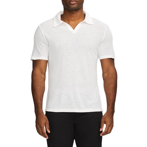 Polo de hombre SAKS Fifth Avenue de mezcla de lino, manga corta y cuello Johnny miniatura 1