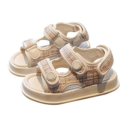 Girls Flip Flops Size 13 Kids Summer New Rubber Sole Light and Breathable Children's Fashion Personality Beach Sandals (Beige, 9.5 Little Child)