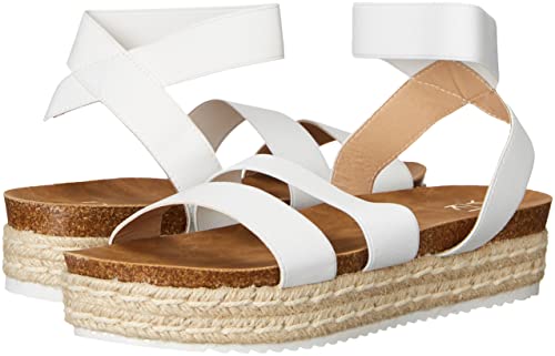 Yoki-Chiara-10 Women's Open Toe Platform Espadrille Sandal, White, 7.5 M Us #TOP6