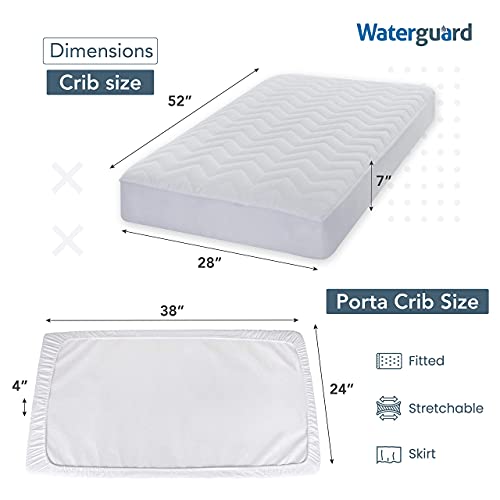 Image of Waterguard Quilted Cotton Mattress Pad - Portacrib Size - Soft, Comfortable, and Fluffy Mattress Pad - Waterproof Mattress Protector Stretched 4 inch for Snug Fit on Regular Sized Mattress
