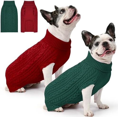 2 Pack Dog Sweaters for Medium Dogs Winter Turtleneck Pullover Ca...