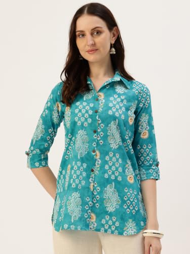 Image of feranoid Classic Collared Cotton Shirt with 3 /4 Sleeve for a Timeless Casual Look