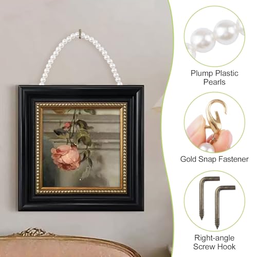 Image of Pearl Picture Hanging Chain, 6Pcs Plastic Photo Frame Hanger Decorative Pearl Chain for Hanging Picture, Purse , Handbag