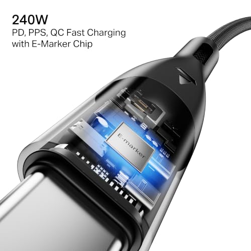 Image of boAt 240W Cable; Type-C to C; 5A Fast Charging; 480 Mbps Data Sync, 1.2 m Unbreakable Nylon Braided,10000+ Bends Lifespan, For Apple, OnePlus, Android, Laptop (Carbon Black)