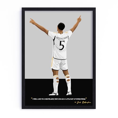 QUOTE - UNQUOTE ART Jude Bellingham Poster - Framed Real Madrid Wall Art - 13x17 inches - Black Frame