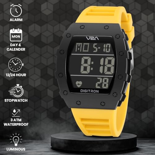 Image of V2A Digitron Tonneau 2118 Sports Watch for Men & Boys | Rugged Design | Big Dial | Alarm, Stopwatch, 12 /24H | 3 ATM Water Resistant | Luminous Display | Sports, Fitness, Outdoor & Training | Gifts for Men & Boy