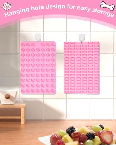 2 Stück Backmatte Hundekekse, Silikon Hundekekse Backform, Antihaftend Silikon Backmatte für hundeleckerlies, mit Schaber,Bürste,Kann für DIY Hundeleckerlies, Schokolade, Eiswürfel, Süßigkeiten, BPA-F