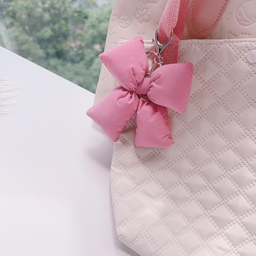 Image of Pink Bow Keychain Bag Charms Y2K Bowknot Plaid Keychains Coquette Aesthetic Purse Handbag Backpacks Charms (Pink 2)