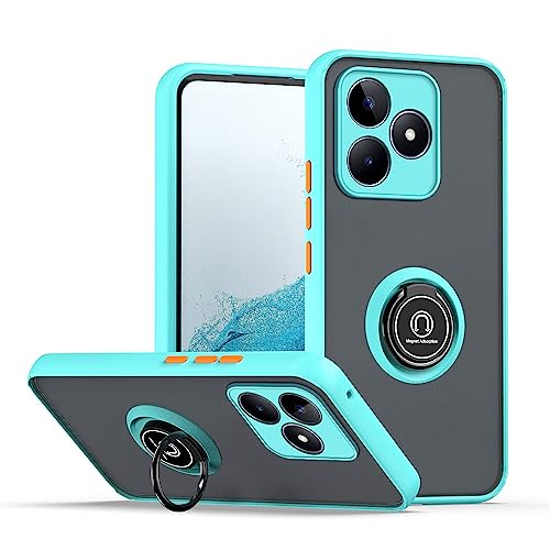 Cover per Realme C53 C51 Traslucida Custodia Antiurto Antigraffio con Supporto Anello a 360° PC + Bumper Case - Cielo tpu blu