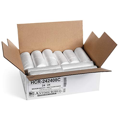 Image of Aluf Plastics 7-10 Gal Clear Trash Bags, 8 Micron (EQ.), 24 inch x 24 inch (1000 Pk)