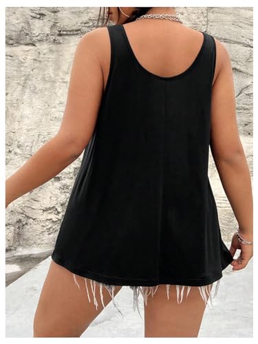 WDIRARA Women's Plus Size Skeleton Print Tank Top Skull Sleeveless Oversized Casual Long Tops2