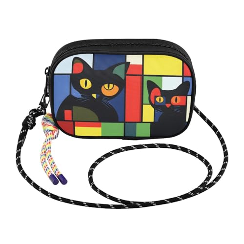 Funny Cat Colorful Print Crossbody Handbags for Women Walking, Hiking Lightweight Shoulder Phone Purse2