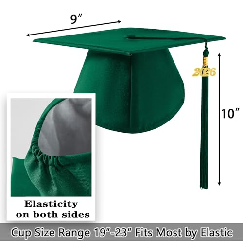 Image of 2026 Graduation Cap and Gown Matte Unisex for High School Bachelor | Heavyweight Matte Polyester, Zipper Closure, Adjustable Cap with 2026 Tassel, Sizes 39-60, Bulk Orders Available