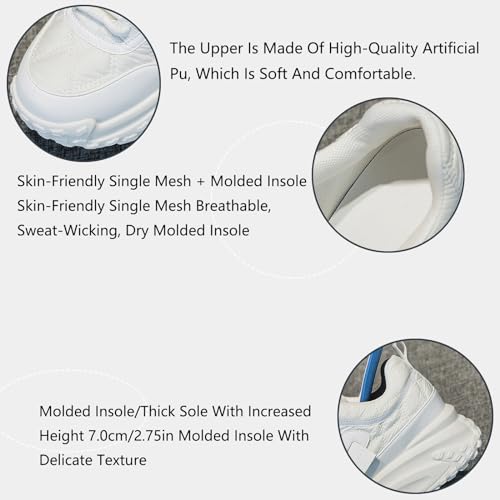 Women's Chunky Increase Height Lace-up Fashion Sneakers Shiny Anti-Slip Wear-Resistant Breathable Platform Wedge Low-top Sport Walking Shoes3