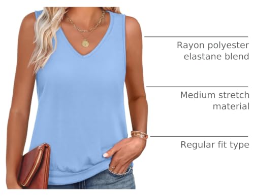 Image of ANRABESS Women Tank Tops Summer V Neck Sleeveless Casual Loose Fit Cute Cami Basic T Shirts Solid Tees 2026 Trendy Outfits