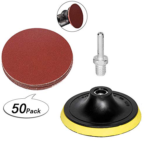 HIFROM 5-Inch/125mm Hook and Loop Backing Pad M14 Drill Adapter,50 Pieces NO-Hole 100