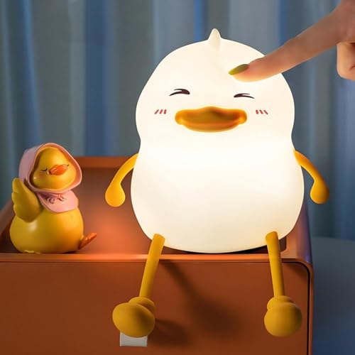 Image of Night Lamp for Bedroom | Touch Control Silicone Lamp with 7-Colour Changing Light | USB Rechargeable Bedside Girls & Boys | Warm White Diwali Decoration Light | Christmas Gift (Duck)