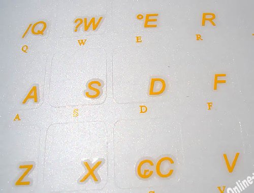 Pegatinas para teclado portugués Brasil translúcidas amarillo miniatura 3