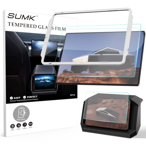 Image of Tempered Glass Screen Protector for Tesla Cybertruck 2024-2026, 18.5 inch Front Back Screen Protector [HD & Anti-Fingerprint & 9H] with Alignment Frame -Glossy