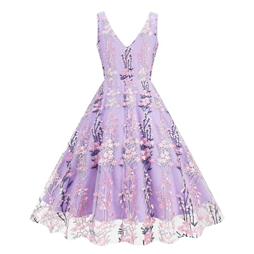 Image of Summer Floral Embroidery Tulle Dress for Women Flower Embroidered Wedding Guest Formal Prom Party Homecoming Dresses