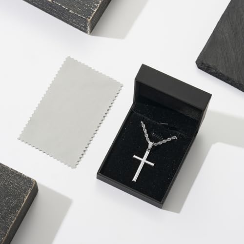 Image of SWEETV 18K Gold Cross Necklace for Men, 925 Sterling Silver Cross Pendant
