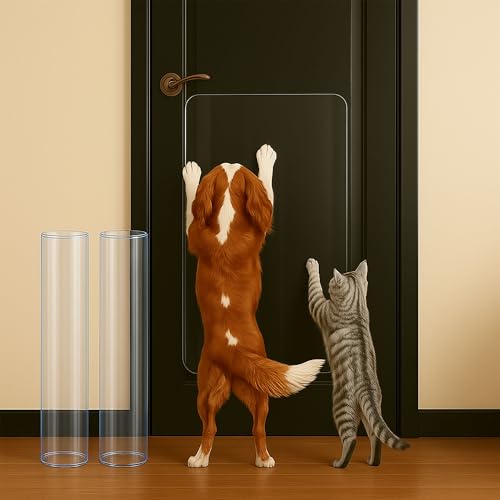 Dog Door Scratch Protector 2-Pack 16 x 30’’ Customizable Transparent PVC Film, Anti-Scratch Guard for Doors & Trim, Damage Proof Protection