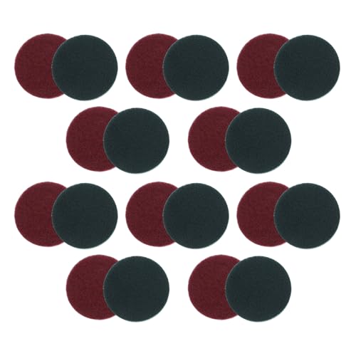 Veemoon 20 Estropajos Redondos Reutilizables para Limpieza 20 Piezas 10 Rojos 320 y 10 Verdes Autoadhesivos para Cepillos de Taladro Accesorios Multiusos para Cocina Baño y Oficina