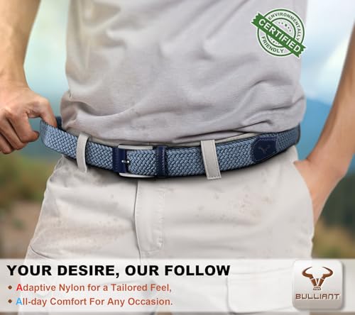Image of BULLIANT Men's Woven Braided Stretch Web Golf Belt 1 3 /8 inch-Gift Boxed