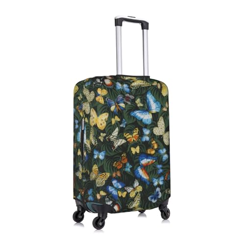 Green Leaf Colorful Butterfly Print Suitcase Protector Dust-Proof Case Men Women Travel Fits 18-32 Inch Luggage3