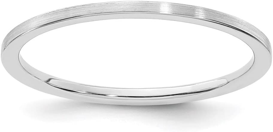 Diamond2Deal 14K White Gold 1.2mm Flat Satin Stackable Band Ring Size 6.5
