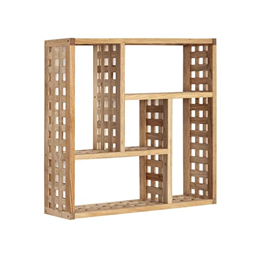 Étagère Miri en bois de noyer, étagère de rangement pour salle de bain et douche, avec 5 compartiments pour accessoires Cover