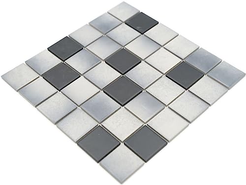 Mosaik Fliese Keramik grau für BODEN WAND BAD WC DUSCHE KÜCHE FLI...