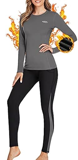 Ropa Interior Térmica Mujer, Camiseta Térmica Mujer Deportes Ropa Interior Funcional Conjuntos Térmicos Termo Invierno Otoño con muy elástica para Running Esquí Montaña Ciclismo Fitness Gris M | Ya disponible en tu tienda friki favorita! En mundofriki.es!