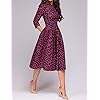 Simple-Flavor-Womens-Floral-Vintage-Dress-Elegant-Midi-Evening-Dress-34-Sleeves Simple Flavor Women's Floral Vintage Dress Elegant Midi Evening Dress 3/4 Sleeves (Red, M)