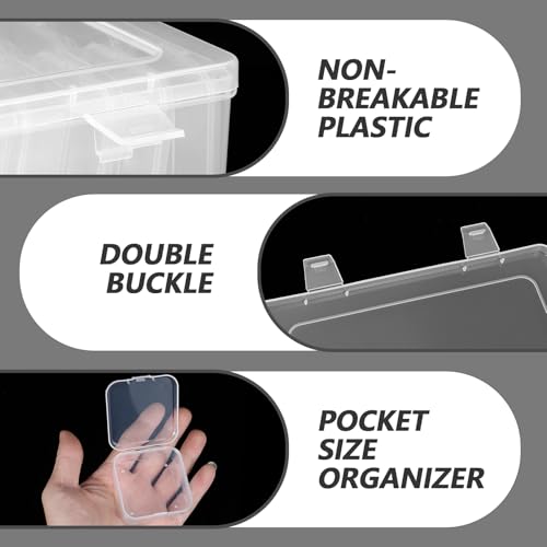 Image of Clear Plastic Bead Organizer Storage Box Container, 60 Pcs Small Rectangle Plastic Beads Containers with Lids, 2 Large Bead Organizers for DIY Art Craft Bracelet Jewelry Making