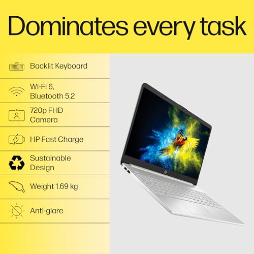 HP 15s, AMD Ryzen 5 5500U (8GB DDR4, 512GB SSD) FHD, Anti-Glare, 15.6''/39.6 cm, Win 11, Office 21, Silver, 1.69 kg, eq2144AU, AMD Radeon Graphics,... - Image 3