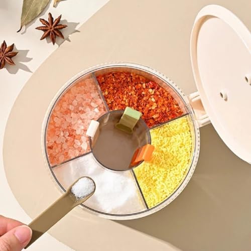 Image of HAMSA Multipurpose Spice Jars for Kitchen, Masala Box Container, Small Spices Box Rack, Seasonings Jar - Acrylic (4 in 1 Jar)
