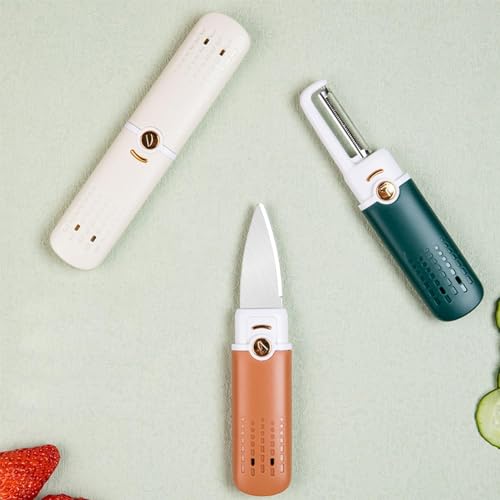 Image of 2-in-1 Kitchen Knife & Peeler | Portable Stainless Steel Fruit Knife with Protective Case | Travel-Friendly Multipurpose Cutter Tool (Pack of 1)