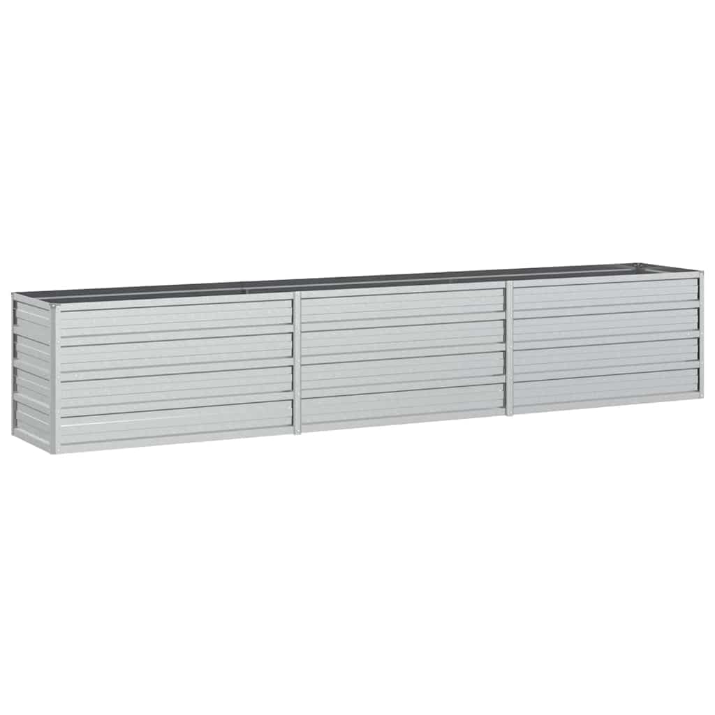 vidaXL Galvanized Steel Raised Garden Bed - Spacious Rectangular Planter for Outdoor Use in Silver Tone