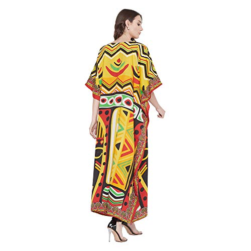 Image of Oussum Women Plus Size Kaftan Kimono Loose Maxi summer dresses for women Beach 3 /4 Sleeve Casual lounge dress Boho