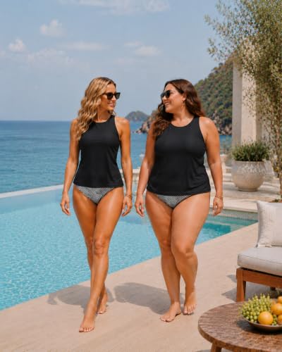 Image of Holipick Tankini Swimsuits for Women Two Piece High Neck Bathing Suit