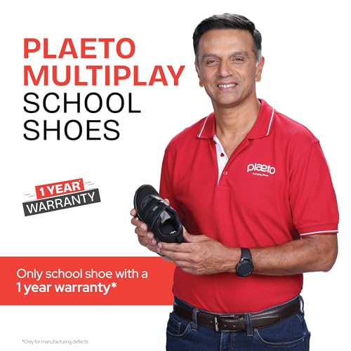 Image of Plaeto Aspire Unisex Black School Shoes for Boys and Girls | Uniform Shoes for Kids | Tilt Lace up Closure, Breathable Upper | Multiplay Sports Shoes - Girl | Boy | Child | Kids School Shoes Black