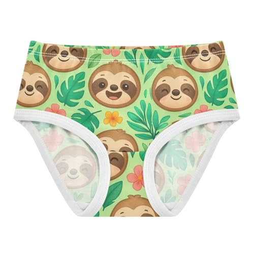 Joisal Toddler Underwear Floral 2t Cotton Little Girl Panties Stylish Briefs Undies Kids Cute Cartoon Sloth Green
