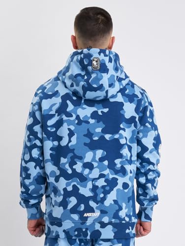 Amstaff Herren Kapuzenpullover Attikus Hoodie Blau Camouflage XXL