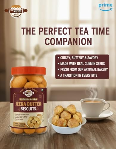 Image of Surti Special Bakery Jeera Butter Biscuits | Freshly Baked Crunchy Jeera Butter | Authentic Tea Time Snack | Crispy & Buttery Delight with Roasted Cumin Seeds (Chai Par Pachayat Family Pack - 500g x 3)