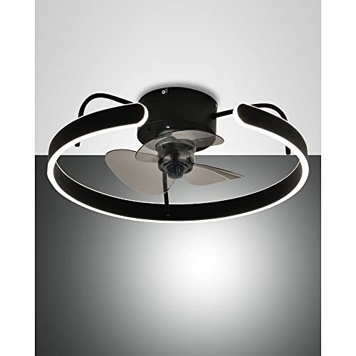 Fabas Luce Savoy Deckenleuchte mit Ventilator (35W) LED (40W) Metall- und Polycarbonatstruktur Schwarz